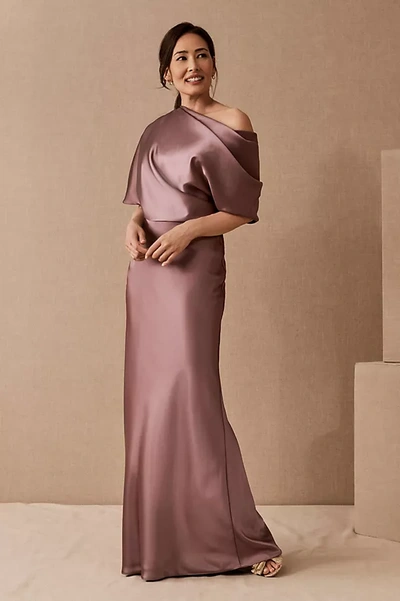 Shop Amsale Pryce Off-the-shoulder Column Dress In Pink
