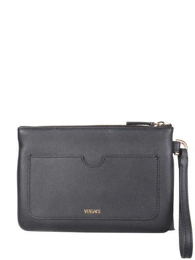 Shop Versace The Medusa Clutch In Black