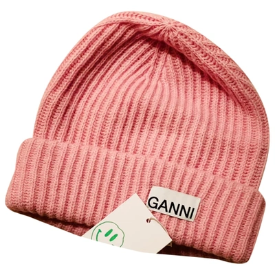 Pre-owned Ganni Wool Beanie In Pink