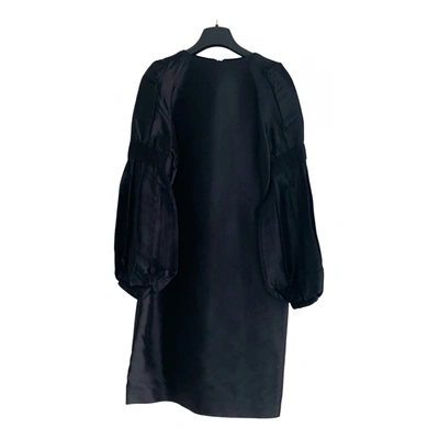 Pre-owned Loewe Silk Mid-length Dress In Black