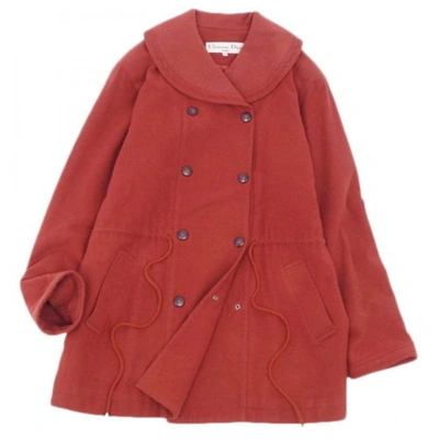 Pre-owned Dior Wool Coat In Red