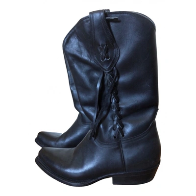 Pre-owned Mexicana Leather Ankle Boots In Black