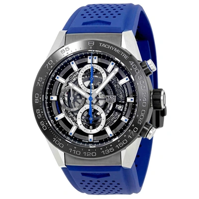 Shop Tag Heuer Carrera Chronograph Automatic Mens Watch Car2a1t.ft6052 In Black / Blue / Skeleton