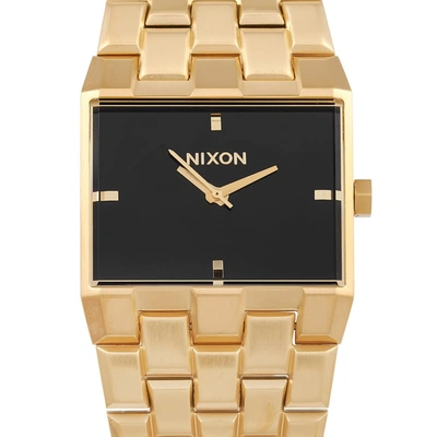 Shop Nixon Ticket All Gold Quartz Black Dial Mens Watch A1262-510-00 In Black,gold Tone,pink,rose Gold Tone