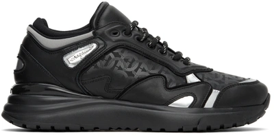 Shop Ferragamo Black Gancini Sneakers In Nero/nero/argento