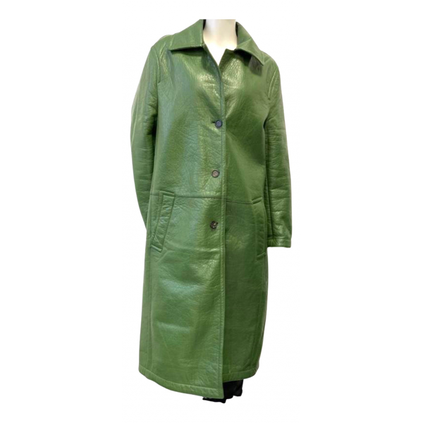 Ferragamo single-breasted leather coat - Green