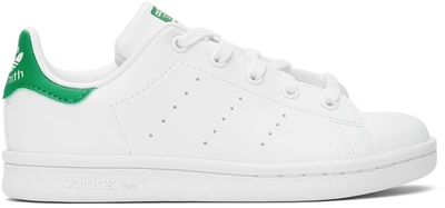 Shop Adidas Originals Big Kids White & Green Stan Smith Sneakers In Ftwr White/ftwr Whit