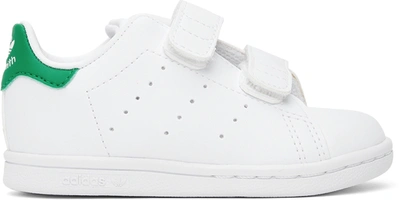 Adidas Originals Baby White & Green Stan Smith Sneakers In Ftwr White/ftwr Whit