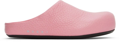 Shop Marni Pink Leather Fussbett Sabot Clog Loafers In 00c12 Rose