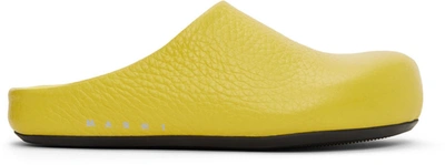 Shop Marni Yellow Leather Fussbett Sabot Clog Loafers In 00y18 Yellow