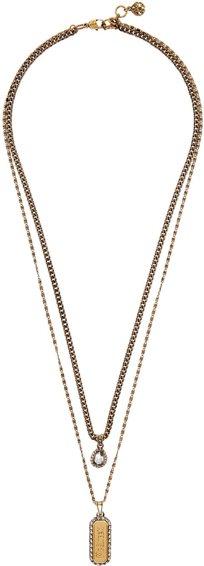 Shop Alexander Mcqueen God Pave Graffiti Necklace In 2832 0448+sw