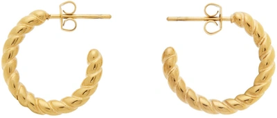 Shop Sporty And Rich Gold Twisted Hoop Earrings