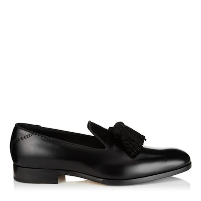 Jimmy Choo Foxley Leather Tassel Loafers In Black