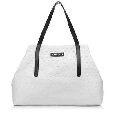 Shop Jimmy Choo Pimlico Chalk Grainy Leather Tote Bag With Embossed Stars