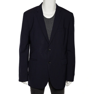 Pre-owned Boss By Hugo Boss Navy Blue Striped Wool Johnstons1/lenon Blazer Xxl