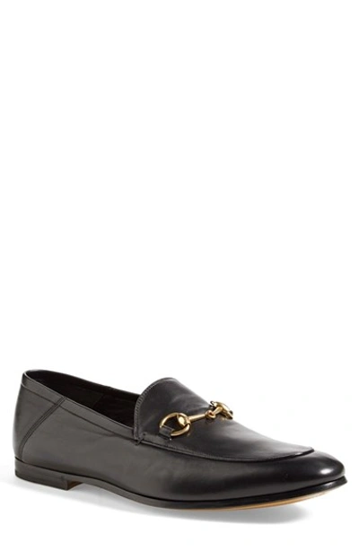 Gucci Brixton Slide Leather Moccasins In Nero Leather