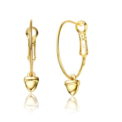 Shop Rachel Glauber 14k Gold Plated Cubic Zirconia Heart Hoop Earrings In Gold-tone