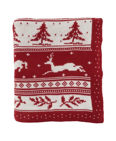 Shop Saro Lifestyle Knit Throw Blanket, 60" X 50" In Red