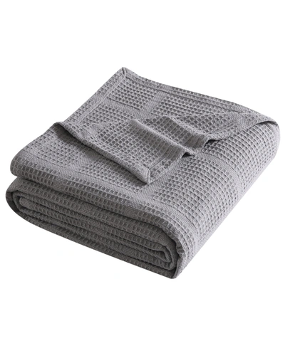 Shop Kenneth Cole New York Essentials Waffle Grid Twin Blanket In Smoke