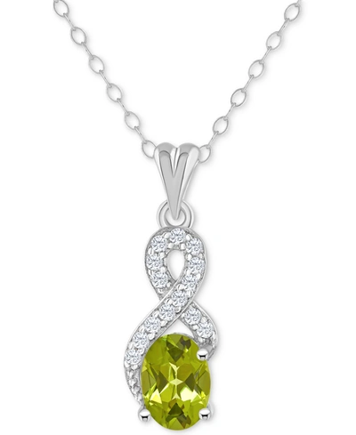 Macy's Rhodolite Garnet (1 Ct. T.w.) & White Topaz (1/7 Ct. T.w.) Looped 18" Pendant Necklace In Sterling S In Peridot