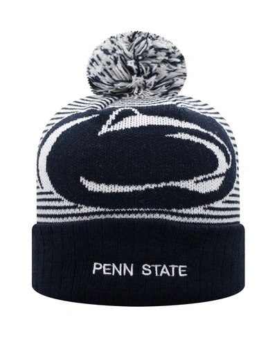 Shop Top Of The World Men's Navy Penn State Nittany Lions Line Up Cuffed Knit Hat With Pom