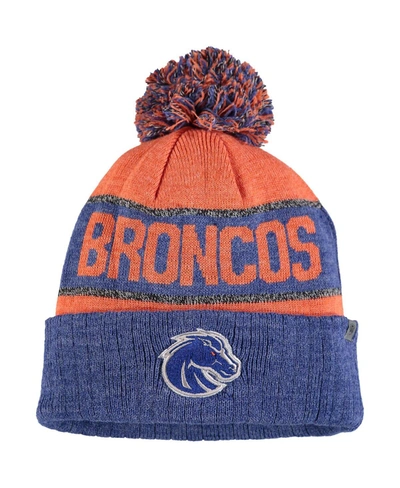 Shop Top Of The World Men's Orange And Heather Blue Boise State Broncos Below Zero Cuffed Pom Knit Hat In Orange/heather Blue