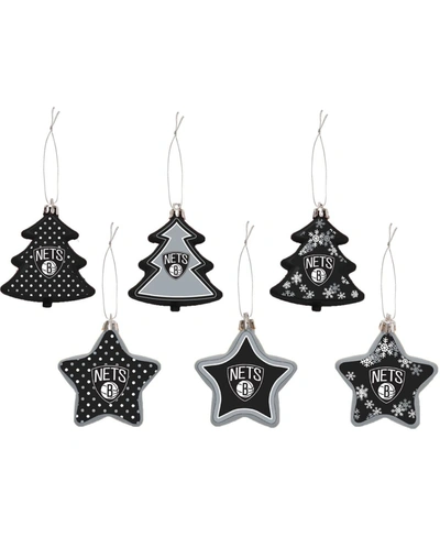 Shop Foco Brooklyn Nets 3'' X 3'' Six-pack Shatterproof Tree And Star Ornament Set In Multi