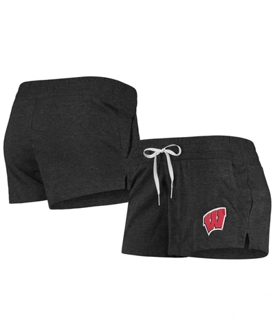 Shop Under Armour Women's Heathered Black Wisconsin Badgers Performance Cotton Shorts