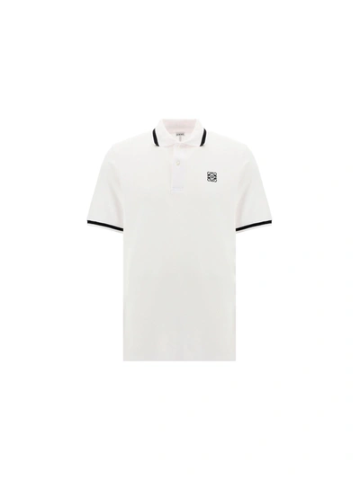 Shop Loewe Men's White Cotton Polo Shirt