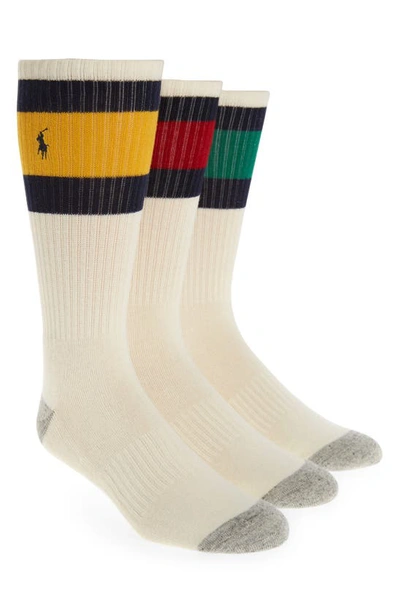 Polo Ralph Lauren Assorted 3-pack Vintage Stripe Crew Socks In Cream |  ModeSens