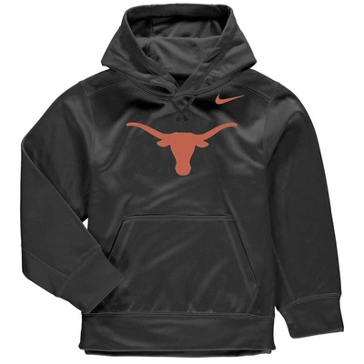 Shop Nike Youth  Anthracite Texas Longhorns Logo Ko Pullover Performance Hoodie
