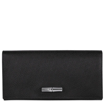 Longchamp Roseau Leather Continental Wallet In Noir | ModeSens