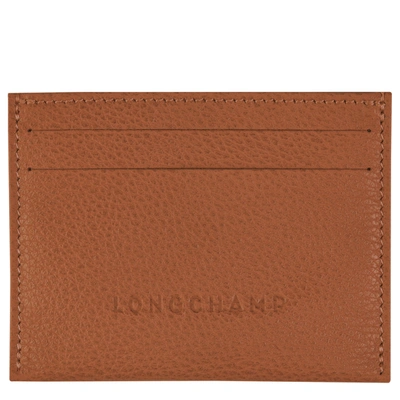 Shop Longchamp Porte-carte Le Foulonné In Caramel