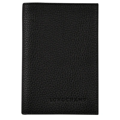 Longchamp Passport Cover Le Foulonné In Black