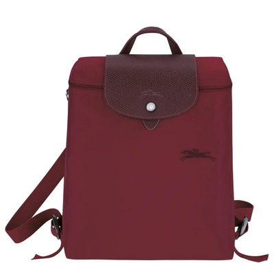 Shop Longchamp Backpack Le Pliage Green In Red