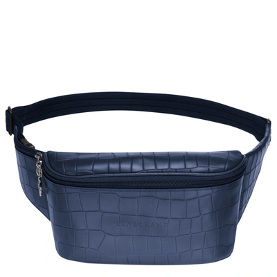 Shop Longchamp Belt Bag Croco Block In Navy
