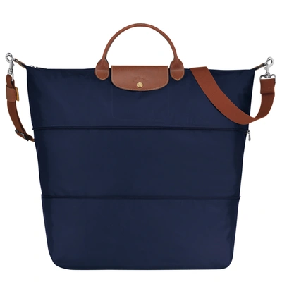 Shop Longchamp Travel Bag Expandable Le Pliage Original In Navy