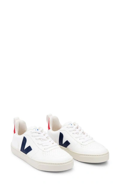 Shop Veja V-10 Sneaker In White Cobalt Pekin