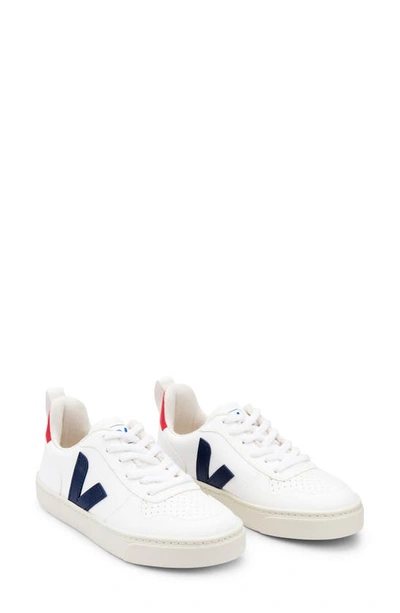 Veja V-10 Low-top Sneakers In White Cobalt Pekin
