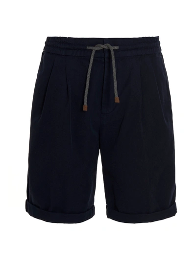 Shop Brunello Cucinelli Drawstring Shorts In Navy