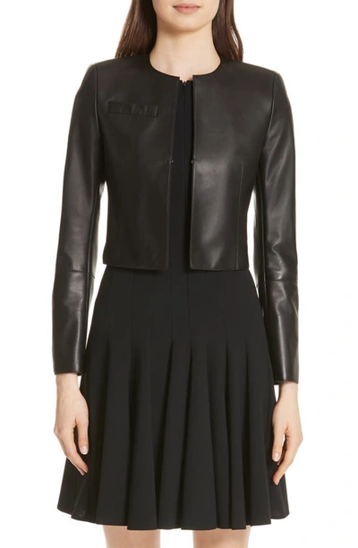 Shop Akris 'hasso' Leather Crop Jacket In Black