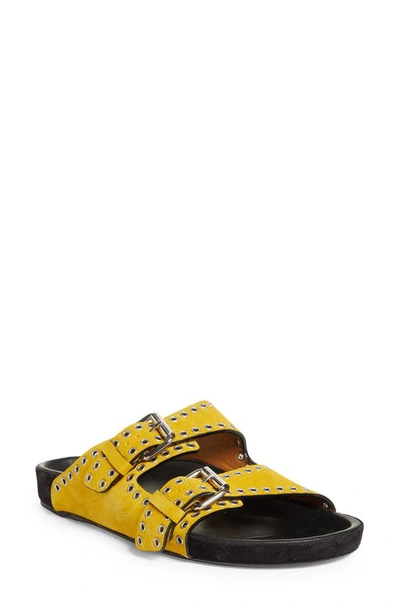 Shop Isabel Marant Lennyo Studded Slide Sandal In Yellow