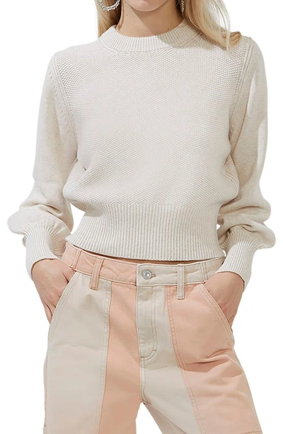 Shop French Connection Jamie Textured Cotton Sweater In Light Oatmeal Mel