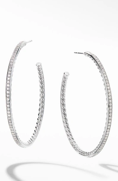 Shop David Yurman Large Hoop Earrings With Pavé Diamonds