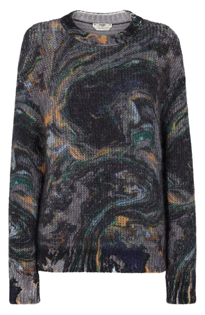 Shop Fendi Marbled Cashmere Lined Sweater In F1flh-arizona