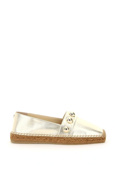 Shop Jimmy Choo Metallic Leather Dru Flat Espadrillas In Gold Gold Mix (gold)