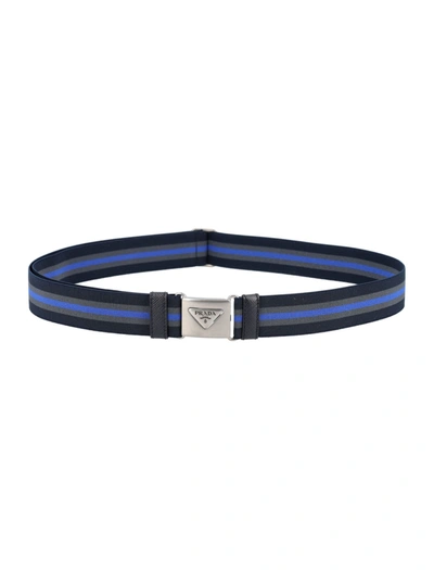 Prada Striped Elastic Belt In Blue | ModeSens