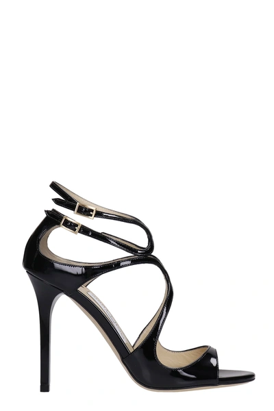 Shop Jimmy Choo Lang Sandals In Black Patent Leather