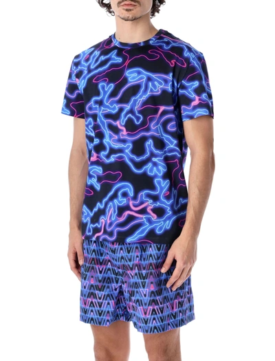 Shop Valentino Neon Camouflage T-shirt In Black Neon Camou