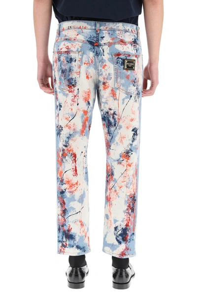 Shop Dolce & Gabbana Marbled Print Jeans In Mixed Colours